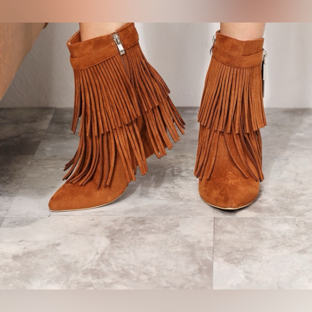 Legend Women's Tassel Wedge Heel Ankle Booties